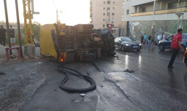 انزلاق صهريج محروقات على طريق حاصبيا - راشيا الوادي