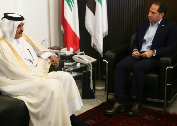 رئيس الكتائب استقبل سفير قطر مودعا