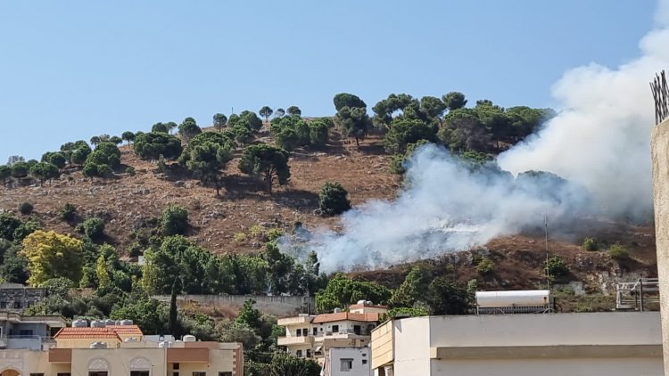 حريق كبير في جبل الرويس المشرف على النبطية