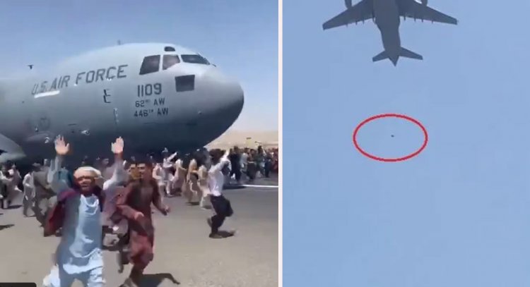 بالفيديو: سقوط أفغان كانوا تعلّقوا بعجلات طائرة أميركية قبل إقلاعها من مطار كابول