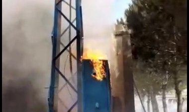 حريق في محول الكهرباء في مركز الطيبة
