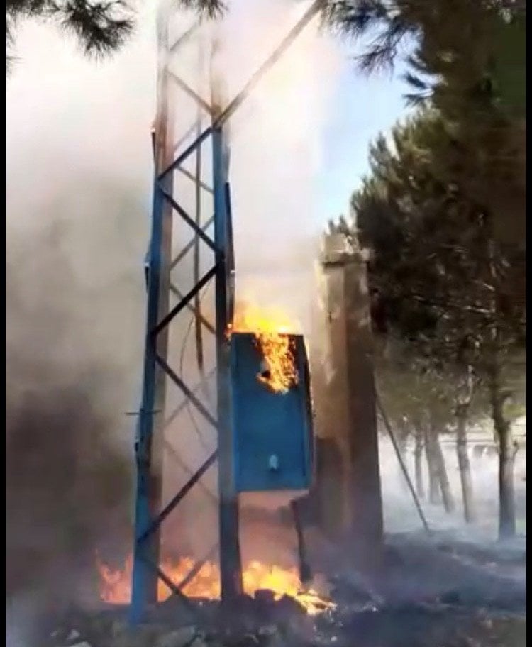 حريق في محول الكهرباء في مركز الطيبة