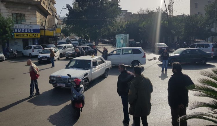 قطع الطريق عند ساحة النجمة وشارع رياض الصلح في صيدا
