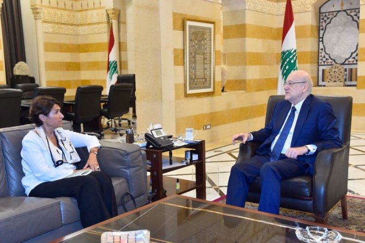 نجيب ميقاتي في لقاء مع  سفيرة فرنسا في لبنان
